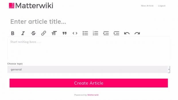 Wiki: Mit seinem einfachen Interface richtet sich Matterwiki vor allem an kleine Teams. (Screenshot: Matterwiki)