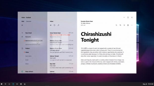 Der Screenshot der Outlook-App zeigt ebenso, dass Project Neon mehr Transparenz bringen wird. (Bild: Mspoweruser)