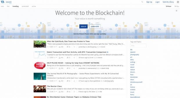Steemit ist eine Blogging-Plattform mit integrierter Kryptowährung. (Screenshot: steemit.com)