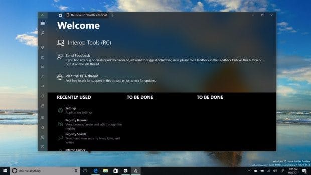 Unter anderen erhält Windows 10 mit Project Neon mehr Transparenz. (Screenshot: Interop-Unlock-Tools)