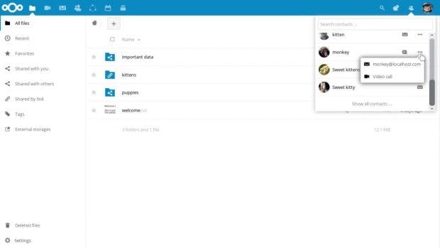Im neuen Menüpunkt können sich Nextcloud-Nutzer gegenseitig kontaktieren. (Screenshot: Nextcloud)