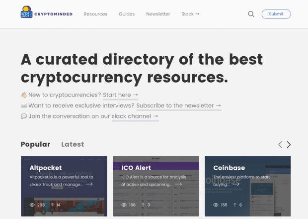 Cryptominded.com will den Einstieg in die Welt der Kryptowährungen erleichtern. (Screenshot: cryptominded.com)