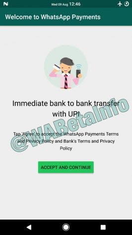 Zur Nutzung von Whatsapp Payments müssen Nutzer erst die AGB des Messengers und einer Bank akzeptieren. (Screenshot: wabetainfo.com)