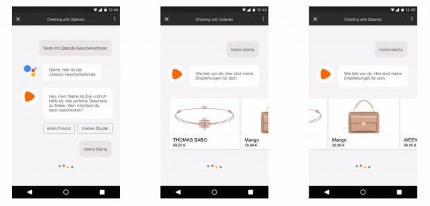 Mithilfe von Actions on Google könnt ihr bald den Zalando Geschenkefinder per Sprache bedienen. (Screenshot: Zalando)