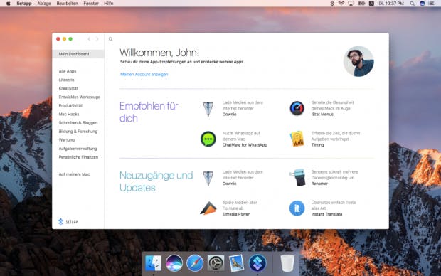 Die Setapp-App ist ein eigener kleiner App-Store und empfiehlt Nutzern Programme. (Bild: Setapp)