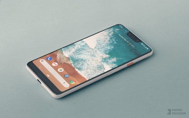 Mockup des Pixel 3 XL basierend auf dem Leak. (Bild: Phone Designer)