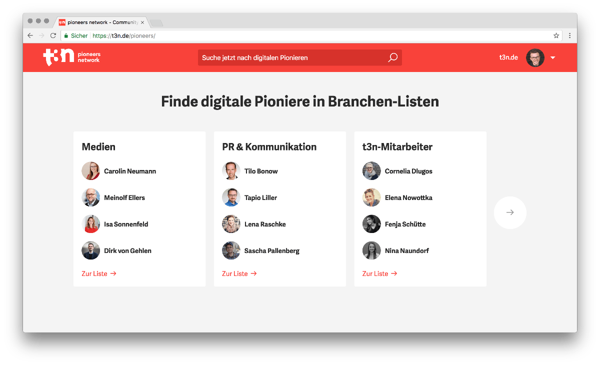 Über kuratierte Listen findest du spannende Pioniere im Netzwerk.