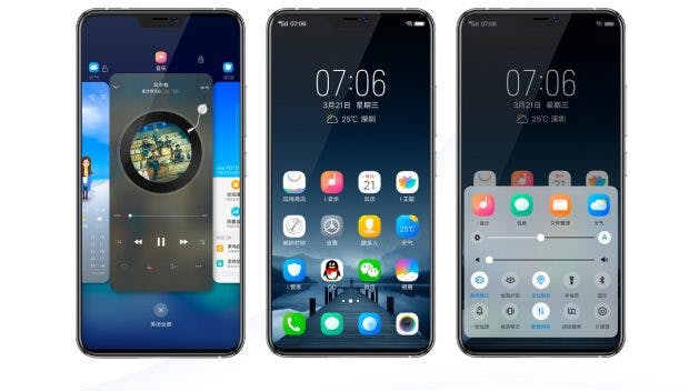 Das Vivo Nex wirkt in Sachen Hardware-Design spannend – die iOS-nahe Nutzeroberfläche dürfte viele enttäuschen. (Screenshot: Vivo)