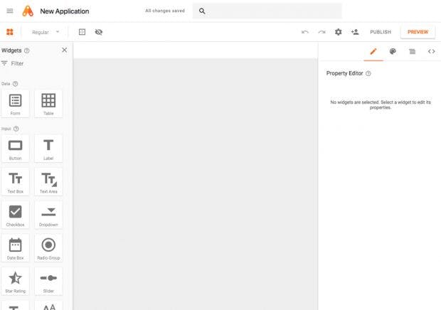 Low-Code-Plattform von Google: Beim App Maker muss nicht viel programmiert werden. (Screenshot: Google)