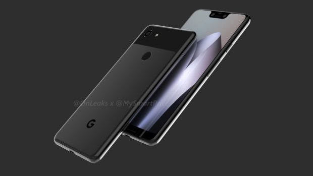 Das Google Pixel 3 XL - das Google-Logo auf der Rückseite könnte kleiner ausfallen. (Bild: Onleaks, Mysmartprice)