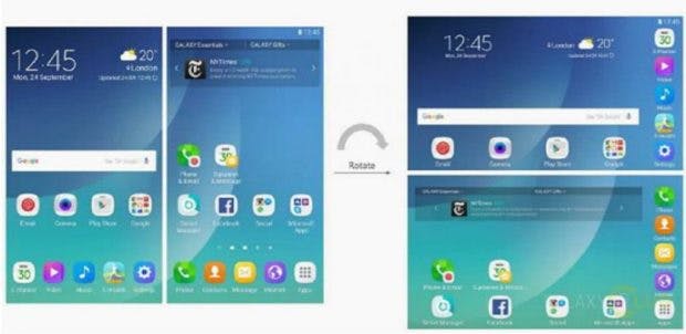 Ein früheres Samsung-Patent zeigt, wie die Benutzeroberfläche eines faltbaren Smartphones aussehen könnte. (Bild: Galaxy Club)