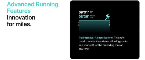 Die Apple Watch erhält mit watchOS 5 erweiterte Lauffunktionen. (Screenshot: Apple)