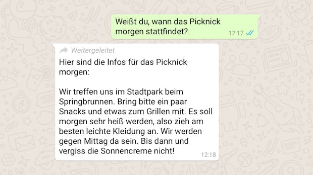 Whatsapp kennzeichnet jetzt weitergeleitete Nachrichten von Dritten