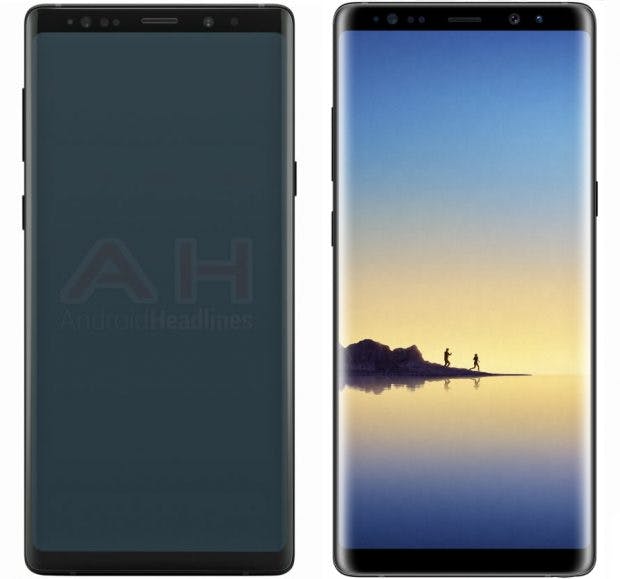 Fronten im Vergleich: Samsung Galaxy Note 9 vs. Note 8. (Bild: Android Headlines)
