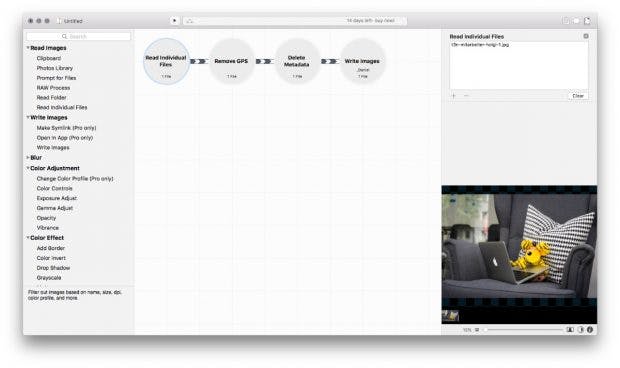 In diesem Fall nur eine einfache Kette, es lassen sich aber auch umfangreichere Szenarien mit Retrobatch umsetzen. (Screenshot: Retrobatch)