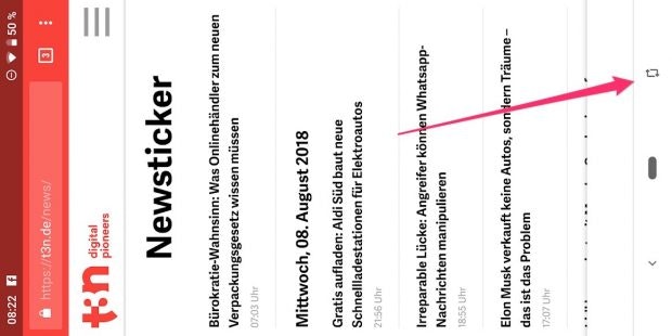 Der kleine Buttons zur Displayrotation ist nicht zu verachten. (Bild: t3n.de)