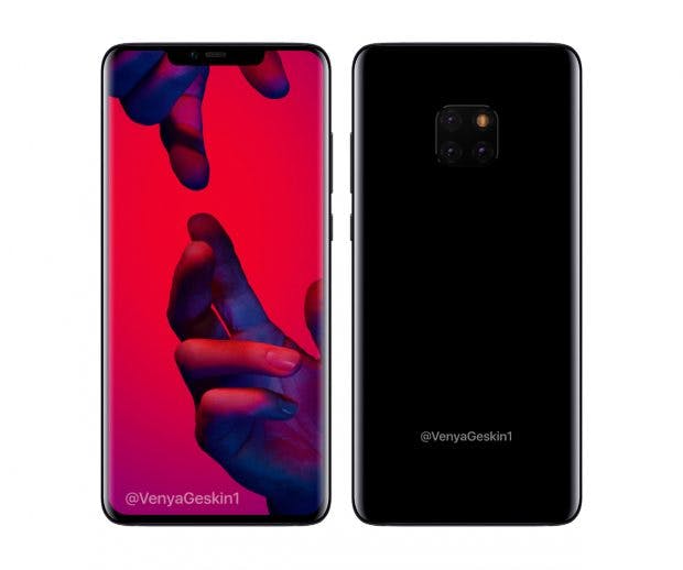 Das Huawei Mate 20 Pro soll eine 3D-Gesichtserkennung à la iPhone X erhalten. (Renderbild: Venja Geskin)