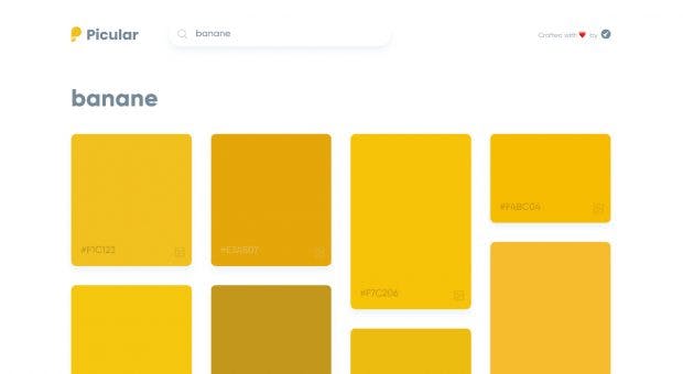 Picular ermittelt die Farben zu eurem Suchbegriff aus den Top-Ergebnissen der Google-Bildersuche. (Screenshot: Picular)
