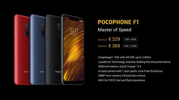 In Europa wird das Poco F1 ab 329 Euro kosten. (Bild: Pocophone)