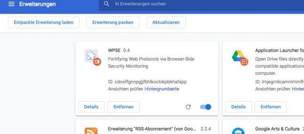 WPSE: Die Browser-Erweiterung soll Social Logins sicherer machen. (Screenshot: Chrome / t3n)