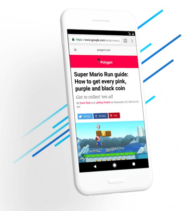 Für besonders schnelle Ladezeiten empfiehlt sich Googles Projekt AMP. (Screenshot: t3n.de/Google)