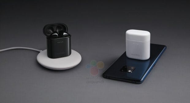 Die Huawei Freebuds 2 Pro können optional im Case entweder per Ladedock oder auf dem Mate 20 Pro drahtlos nachgeladen werden. (Bild: Winfuture)