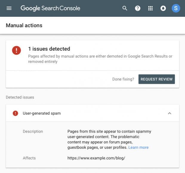 Google: Die neue Search Console zeigt jetzt auch manuelle Maßnahmen (Penalties) an. (Screenshot: Google)