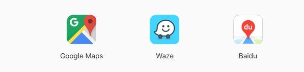 Außer Google Maps sollen auch bald Waze und Baidu mit Carplay genutzt werden können. (Screenshot: Apple)
