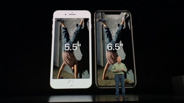 iPhone Xs Max: Nicht viel größer als ein iPhone 8 Plus. (Screenshot: t3n.de)