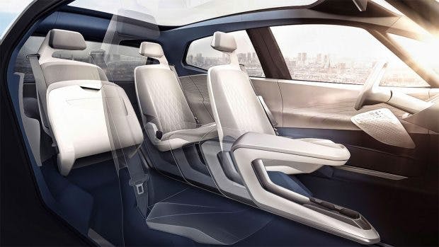 Der Innenraum des VW ID – in etwa so geräumig wie ein Passat. (Bild: VW)