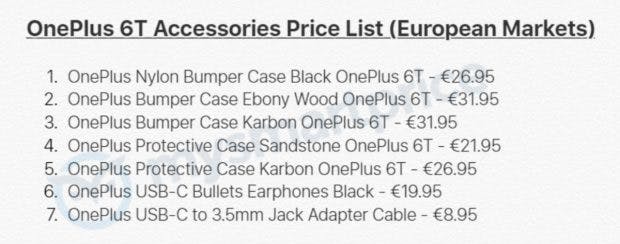 Das offizielle Zubehör für das Oneplus 6T. (Bild: Mysmartprice)