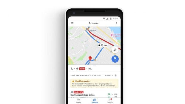 Google Maps unterstützt auch multimodale Verkehrsangebote. (Bild: Google)