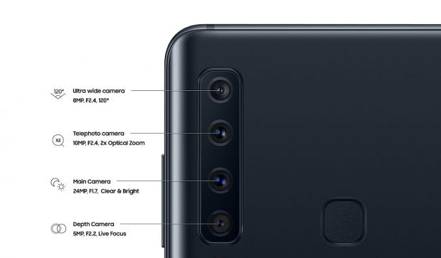 Samsung Galaxy A9 (2018): Vier Kameras, vier Einsatzzwecke. (Bild: Samsung)
