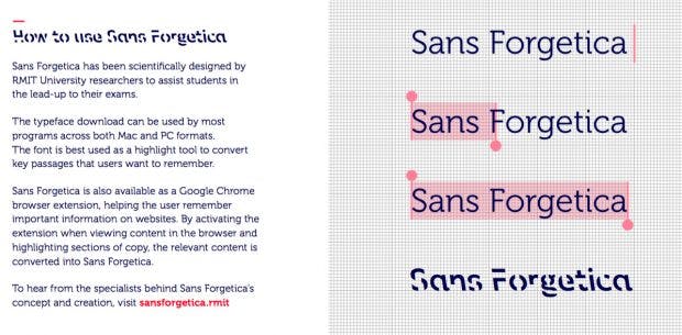 Kostenloser Font: Bei Sans Forgetica ist die schwere Lesbarkeit ein Feature und kein Bug. (Grafik: RMIT University)
