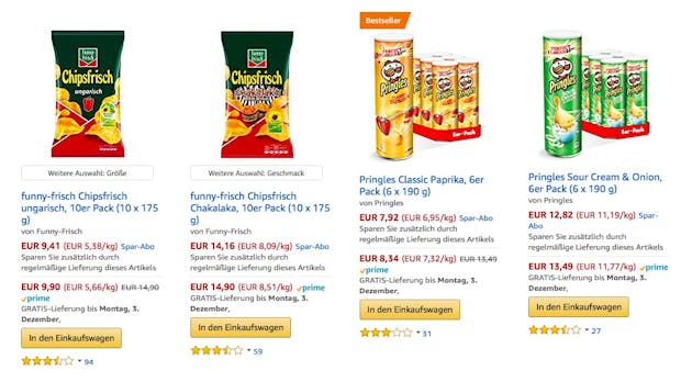 Buy-Box bei Amazon in den Suchergebnissen