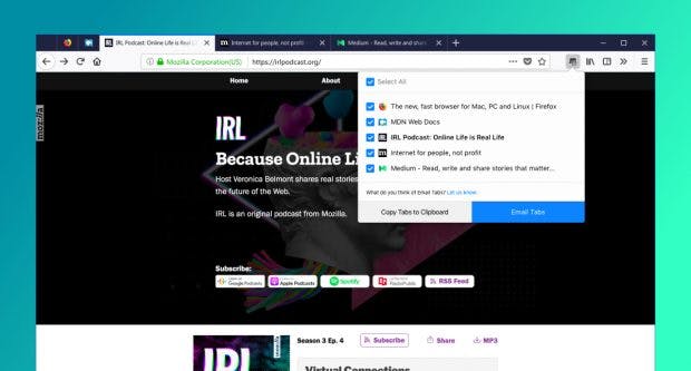 Über das neue Testpilot-Feature lassen sich Links direkt aus Firefox per Mail teilen. (Bild: Mozilla)