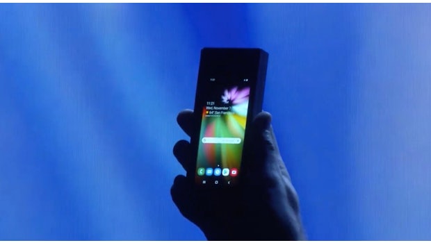Das Samsung-Foldable im zusammengeklappten Zustand. (Screenshot: t3n.de/Samsung)