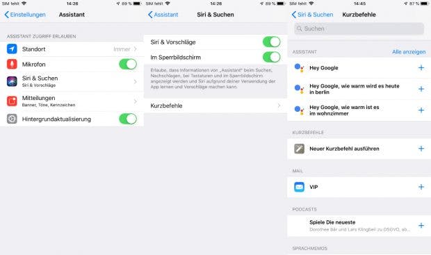 In den iOS-12-Einstellungen können die Kurzbefehle eingesehen werden. (Screenshot: t3n.de)