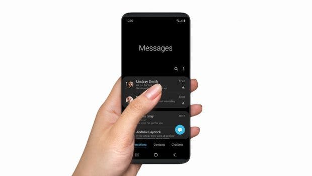 Samsung One UI: Die Nutzeroberfläche ist in Viewing (oben)- und Interaction-Area unterteilt. (Bild: Samsung)