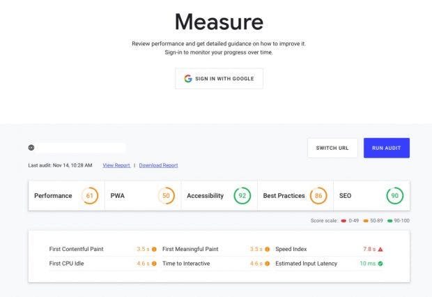 Test-Tool auf der neuen Google-Plattform Web.dev