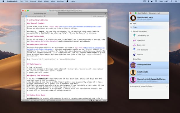Subethaedit legt von Anfang an den Fokus auf Kollaboration. (Screenshot: The-Coding-Monkeys)