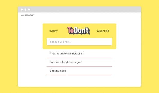 ToDon't für Chrome: Eure To-don't-Liste wird euch mit jedem neuen Tab erneut angezeigt. (Grafik: Burrow)