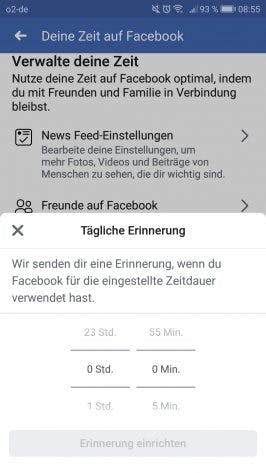 Zeit auf Facebook Erinnerung