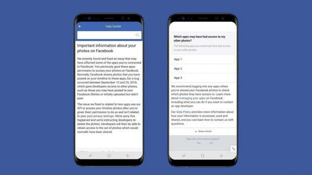 Facebook informiert betroffene Nutzer über die Datenpanne. (Bild: Facebook)