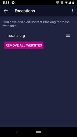 Firefox Klar Allowslist