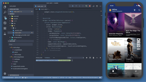 Flutter wird mit Dart entwickelt. Auch die App Inkino setzt auf Googles Open-Source-Framework. (Grafik: Google)
