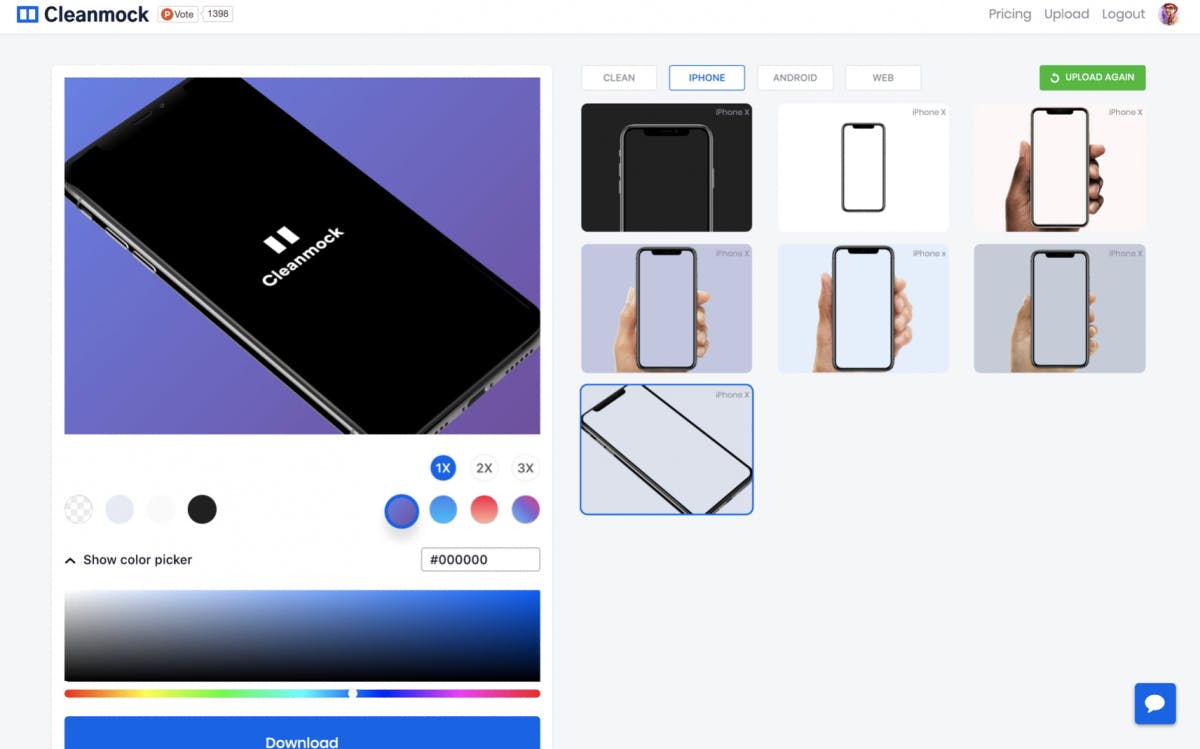 Clean Mockups: Das Tool bietet einige Gratis-Vorlagen, die nach einer Registrierung noch erweitert werden können. (Screenshot: Clean Mockups)