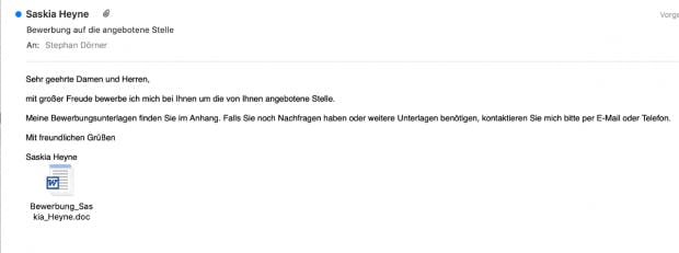 E-Mail mit Trojaner in einer Word-Datei als Anhang. (Screenshot: t3n)