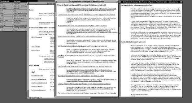 Surfing like it's 1990: Das CERN bringt den ersten Webbrowser der Welt zurück. (Screenshot: worldwideweb.cern.ch / t3n)