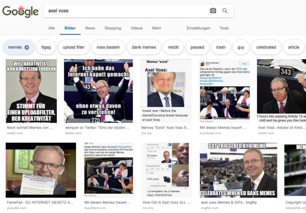 Axel Voss Memes in der Google-Suche